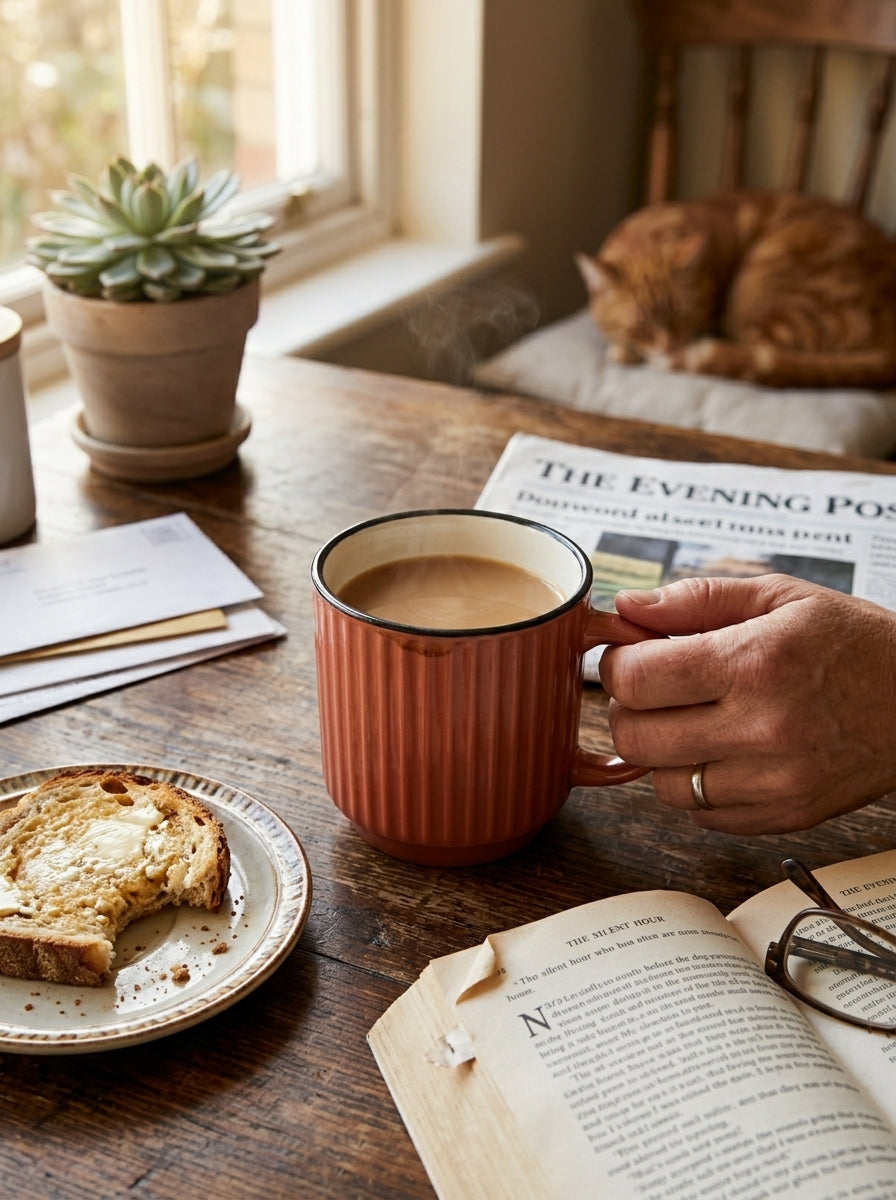 Striped ceramic mugs