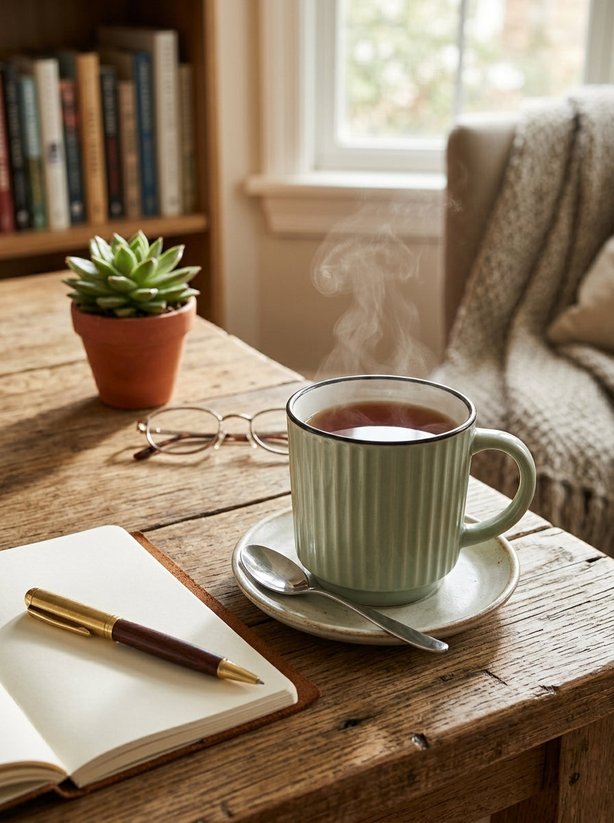 Striped ceramic mugs