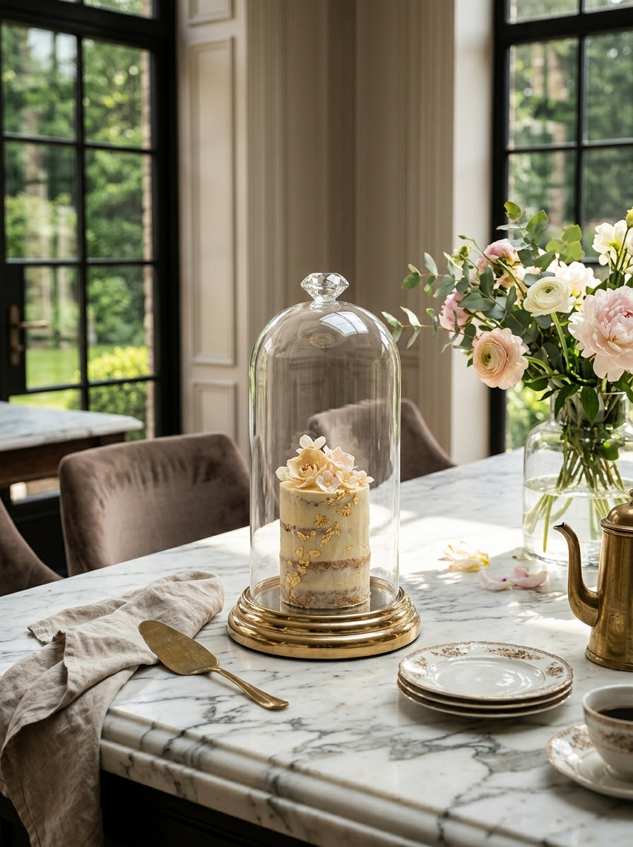 Glass dome cake stand (tall and narrow)