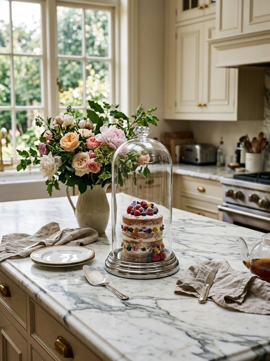 Glass dome cake stand (tall and narrow)