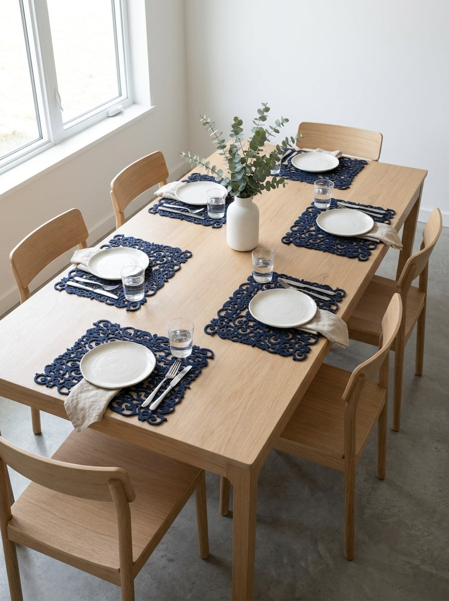 6pk Felt Navy Arabelle Placemats