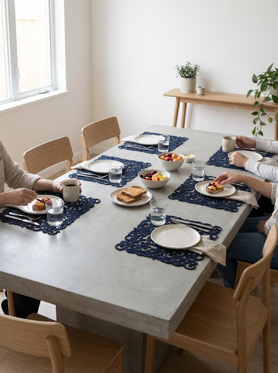 6pk Felt Navy Arabelle Placemats