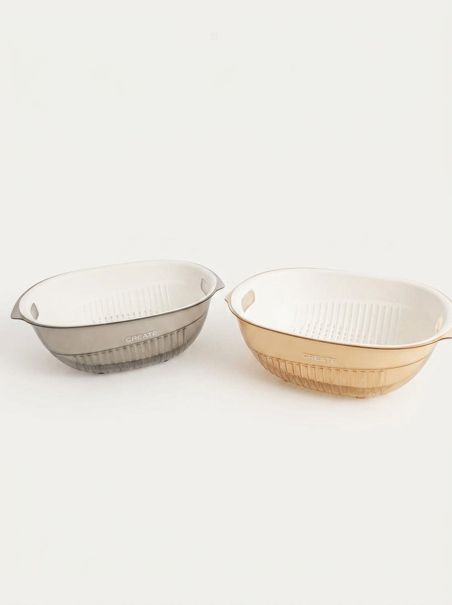 Acrylic basin & removable colander set