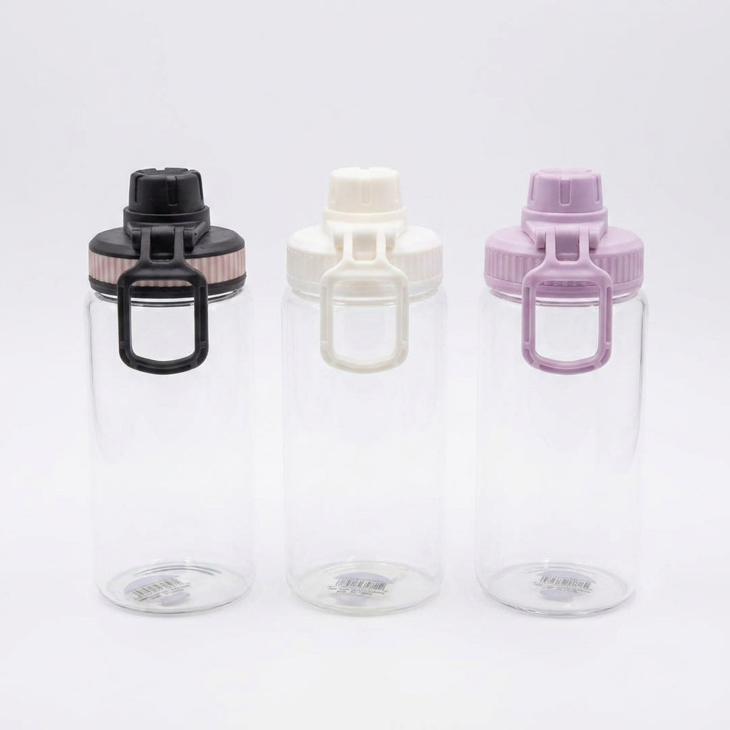 Trend Glass Cup with screw  top sipper and grip 560ml