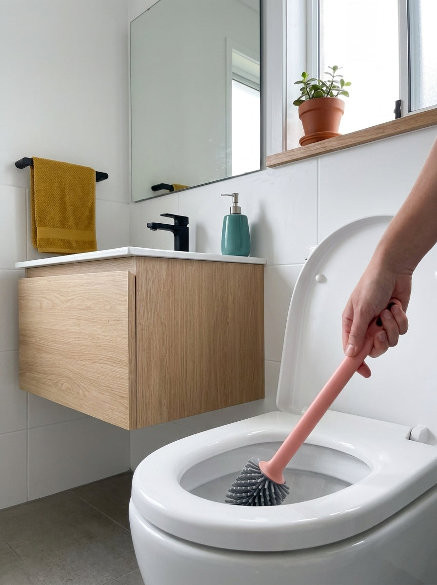 Round Silicone Toilet Brush with Holder