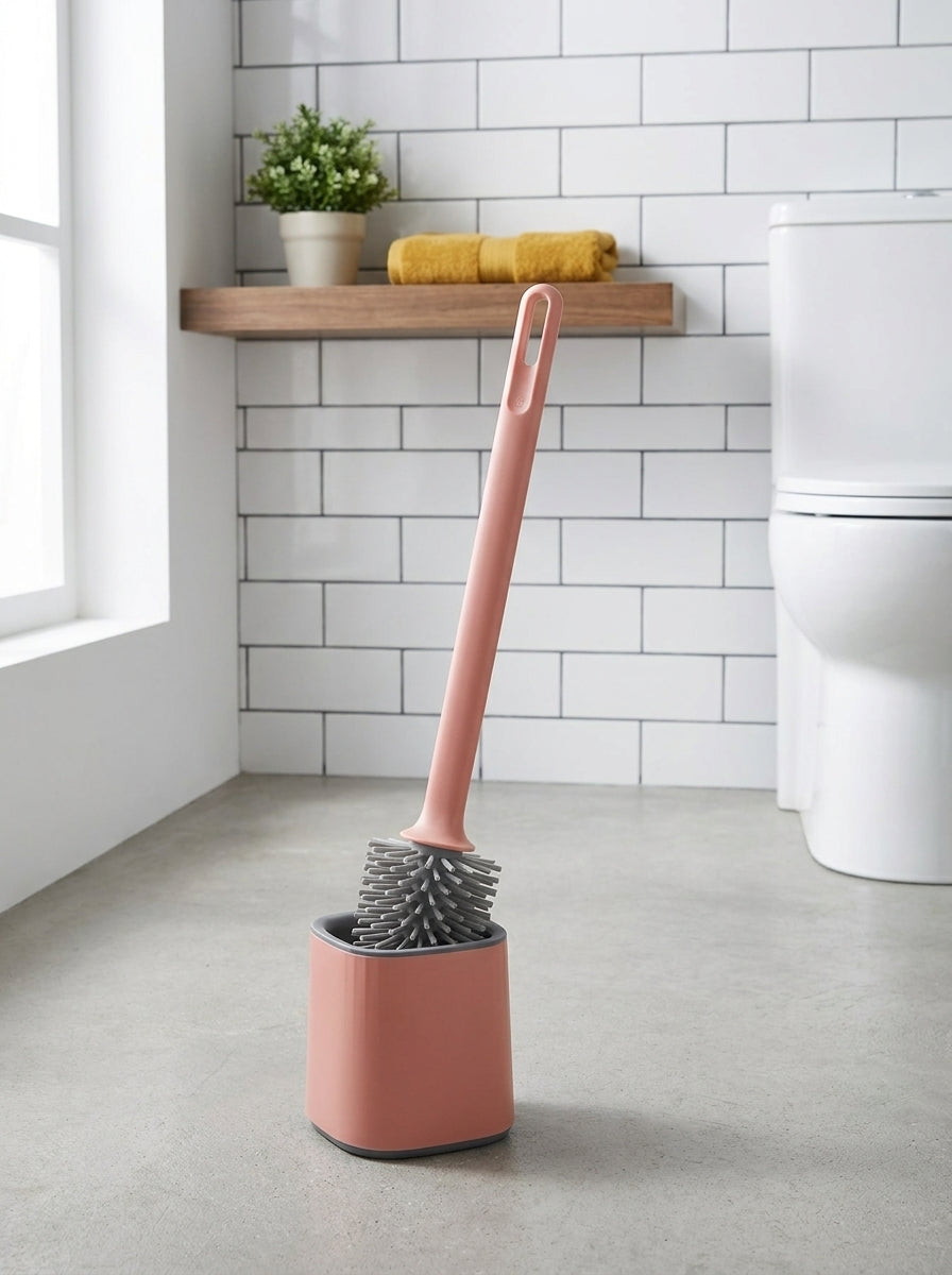 Round Silicone Toilet Brush with Holder