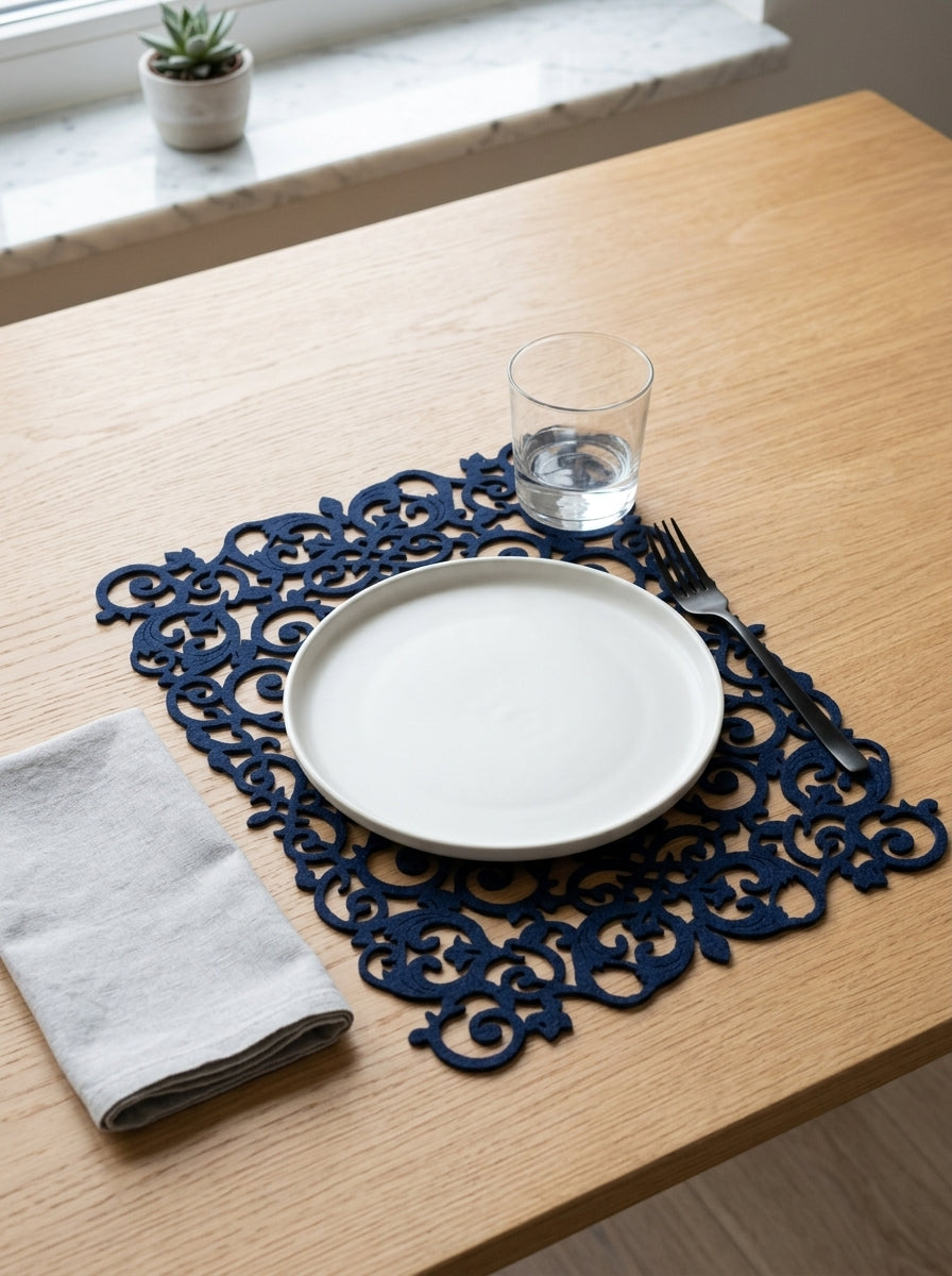 6pk Felt Navy Arabelle Placemats