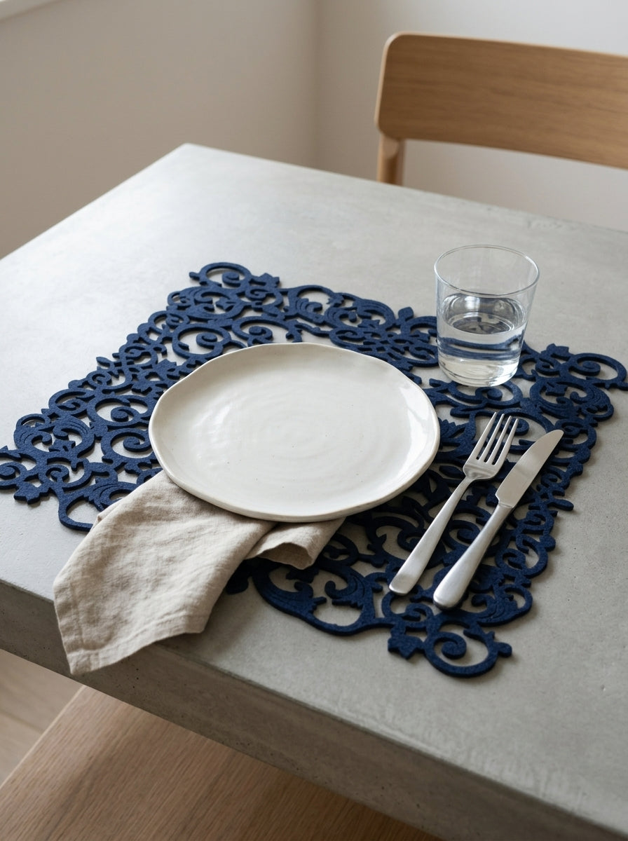 6pk Felt Navy Arabelle Placemats