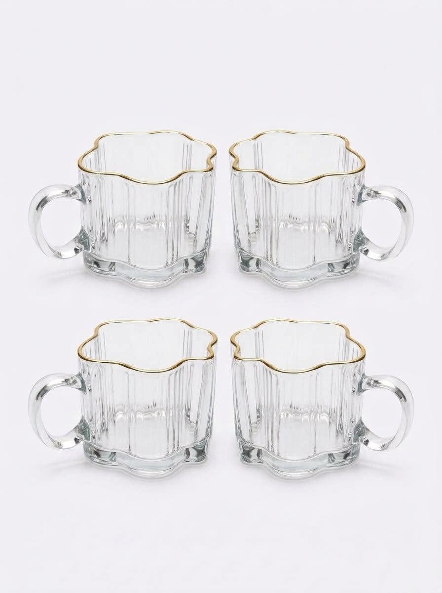 4 Pack Cloud Gold Rim Glass