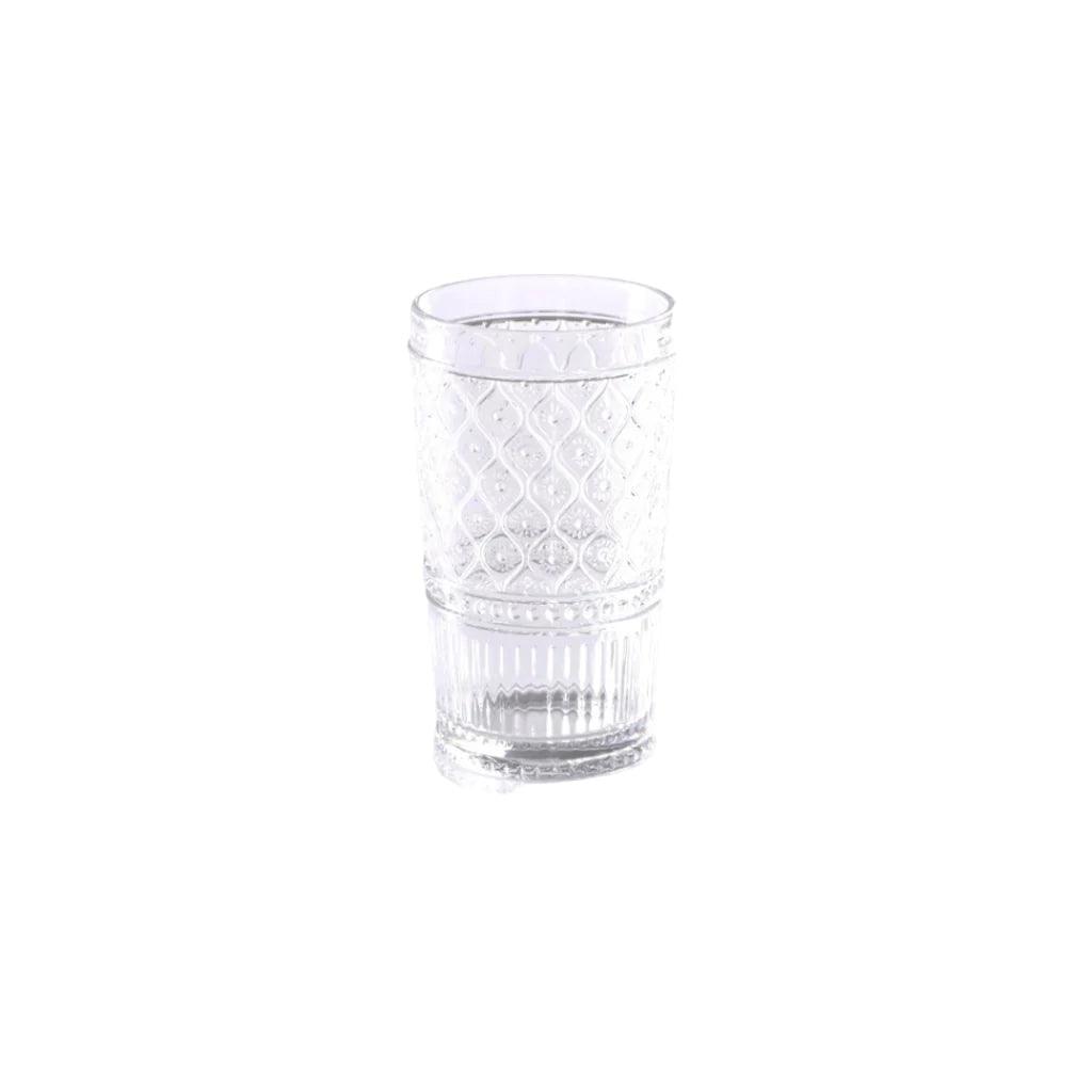 Hand Pressed Hi Ball Clear Deco Glasses - Set of 4 - Home And Trends