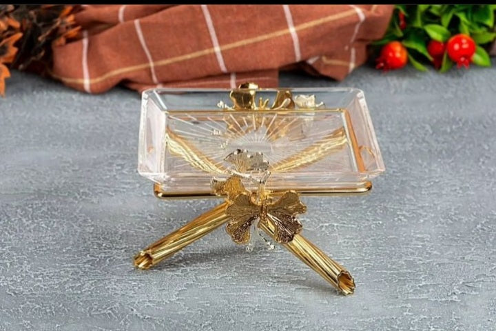 Small Golden Footed Square Platter