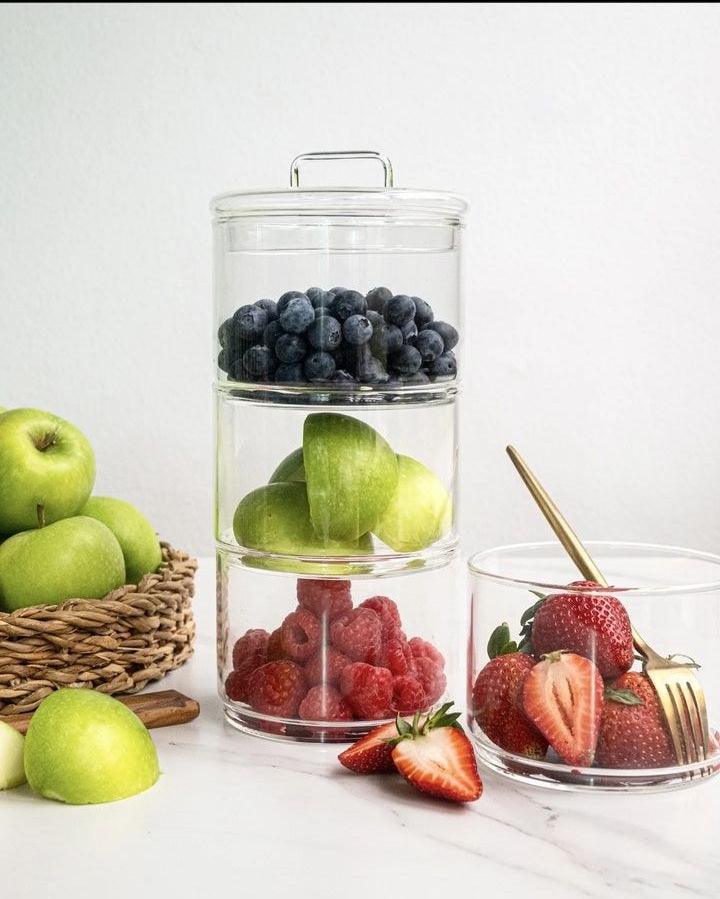 8cm Stackable Glass Food Container with Glass Lid - Home And Trends