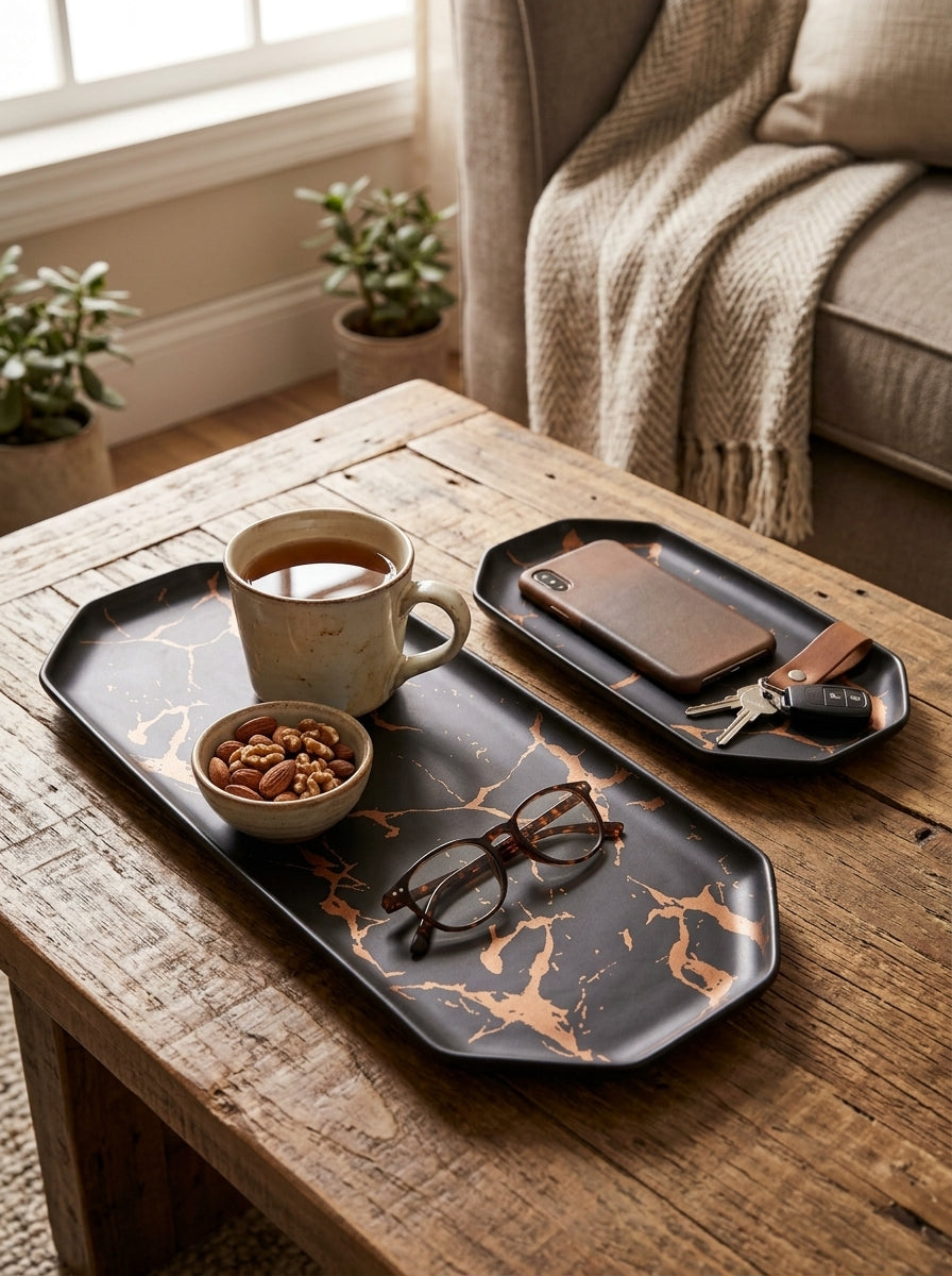 Marble Design Ceramic Rectangular Platter