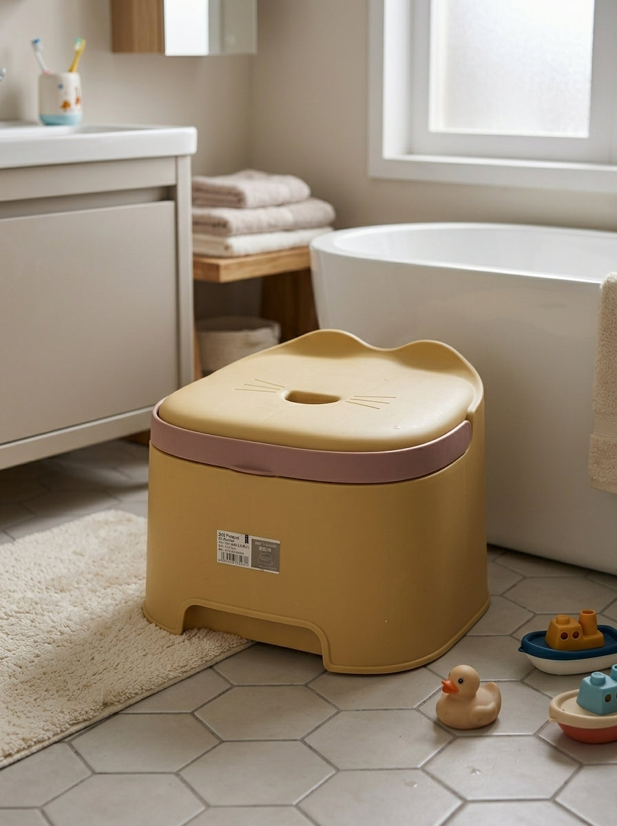 Toddler stool with cat design