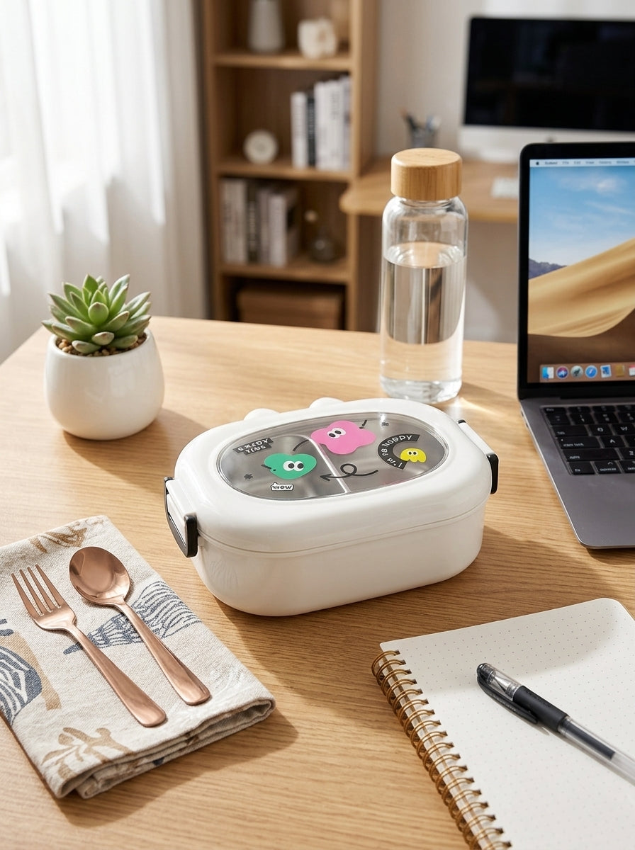 Lunch box w/cartoon removable stainless steel inners