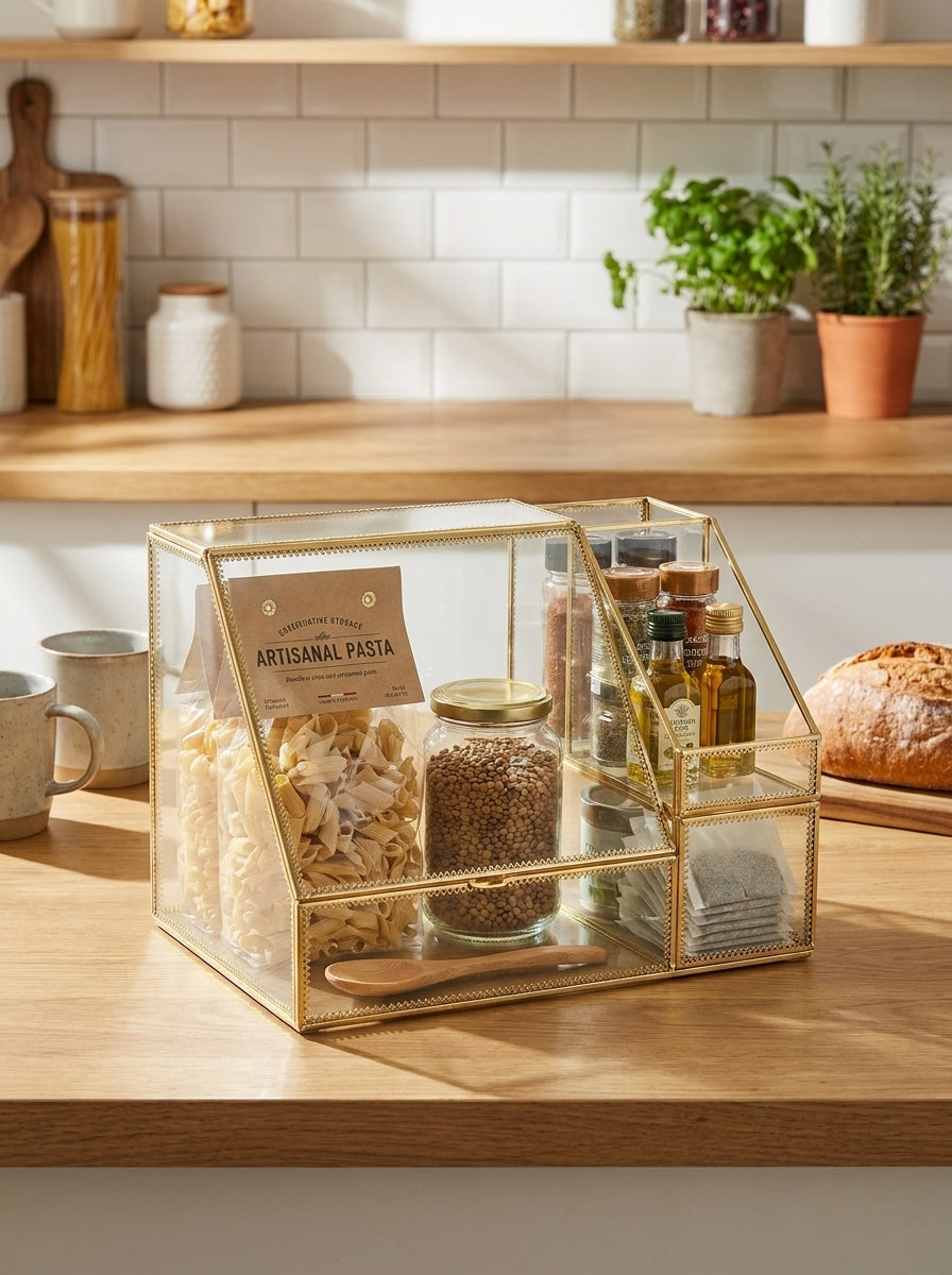 4-Compartment Glass Storage Box