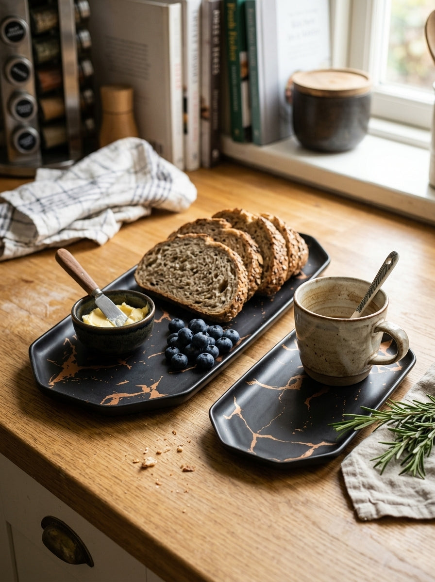 Marble Design Ceramic Rectangular Platter