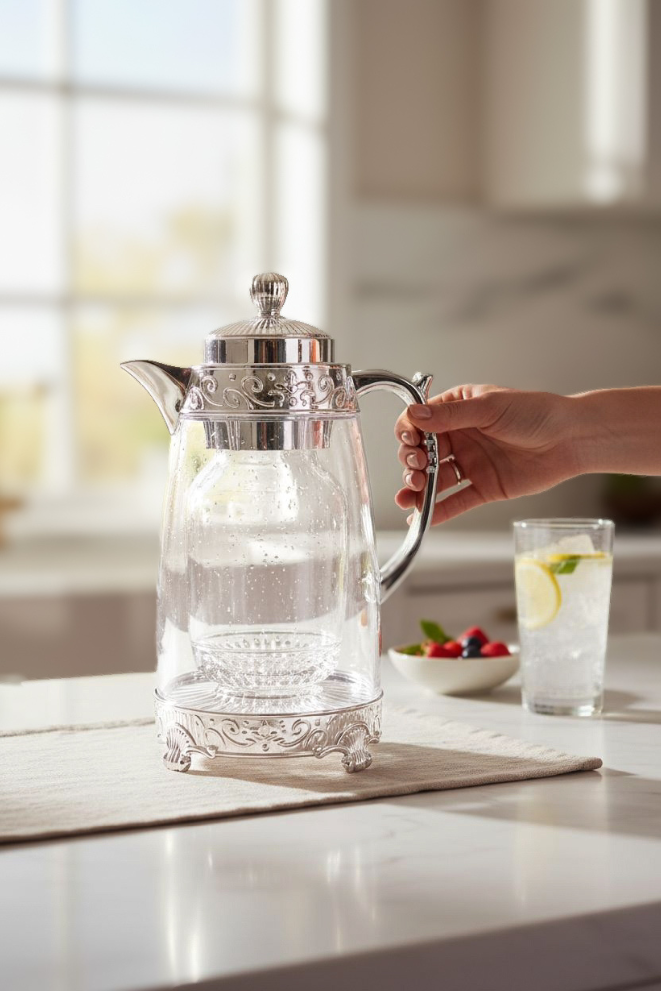 Arabian Designer Jug with see through out and silver accents