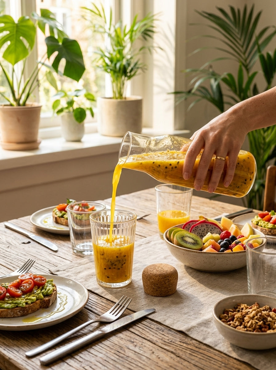 Glass bottle with cork lid