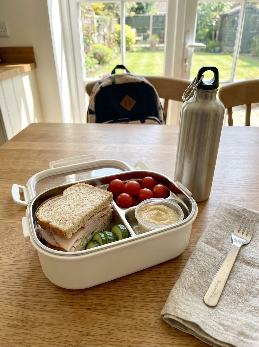 Lunch container  2comp stainless steel inner 22.5x14.5x8cm
