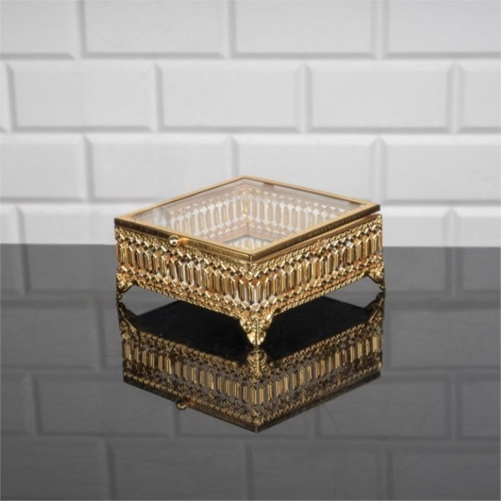 Square Golden Trinket Box
