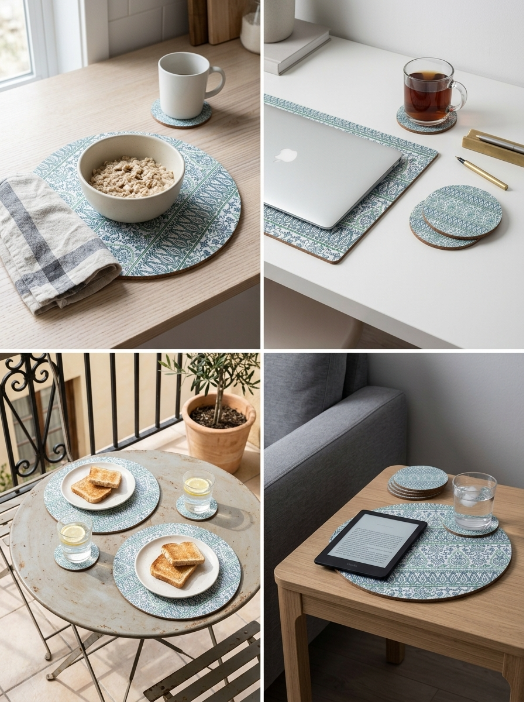 8pcs Cork coaster and placemat set
