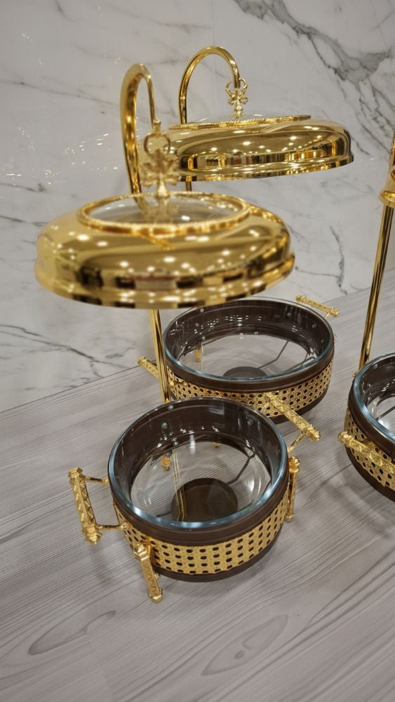 CHAFING DISHES DESIGNER COLLECTION W/FLOATING LID -ROUND LIGHT TOFFEE 3.2L