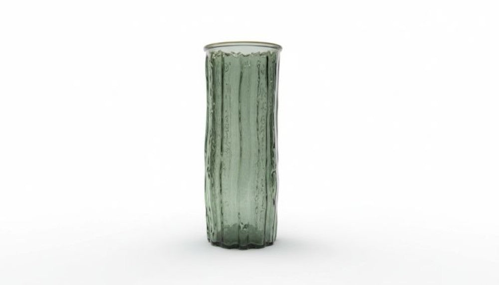 Vase bark design gold rim 26x10cm