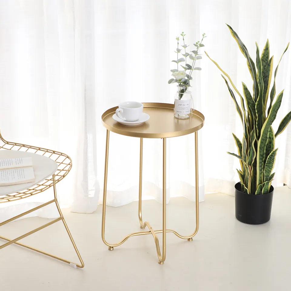 Golden Side Table with Curved Legs - Home And Trends