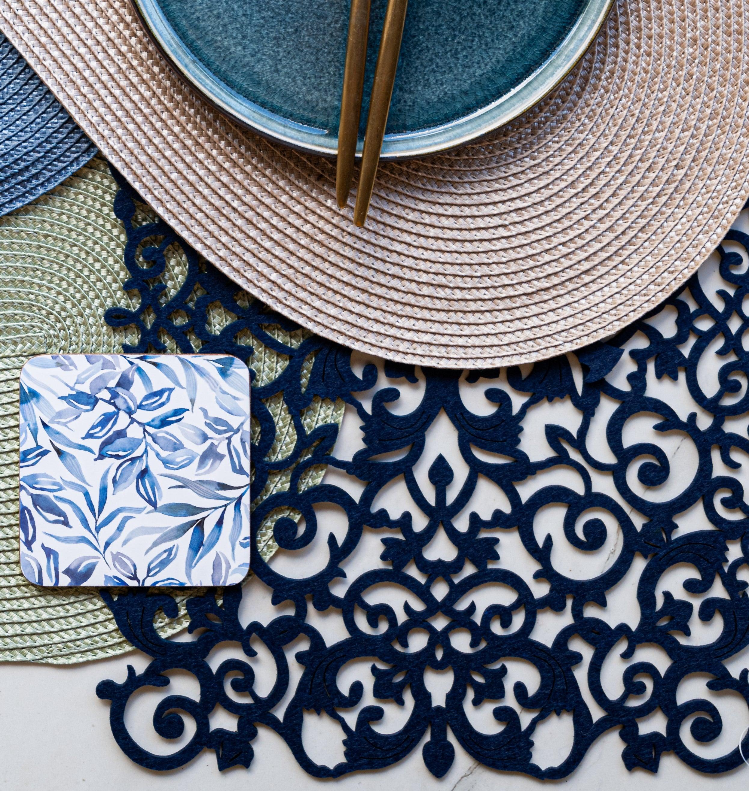 6pk Felt Navy Arabelle Placemats - Home And Trends