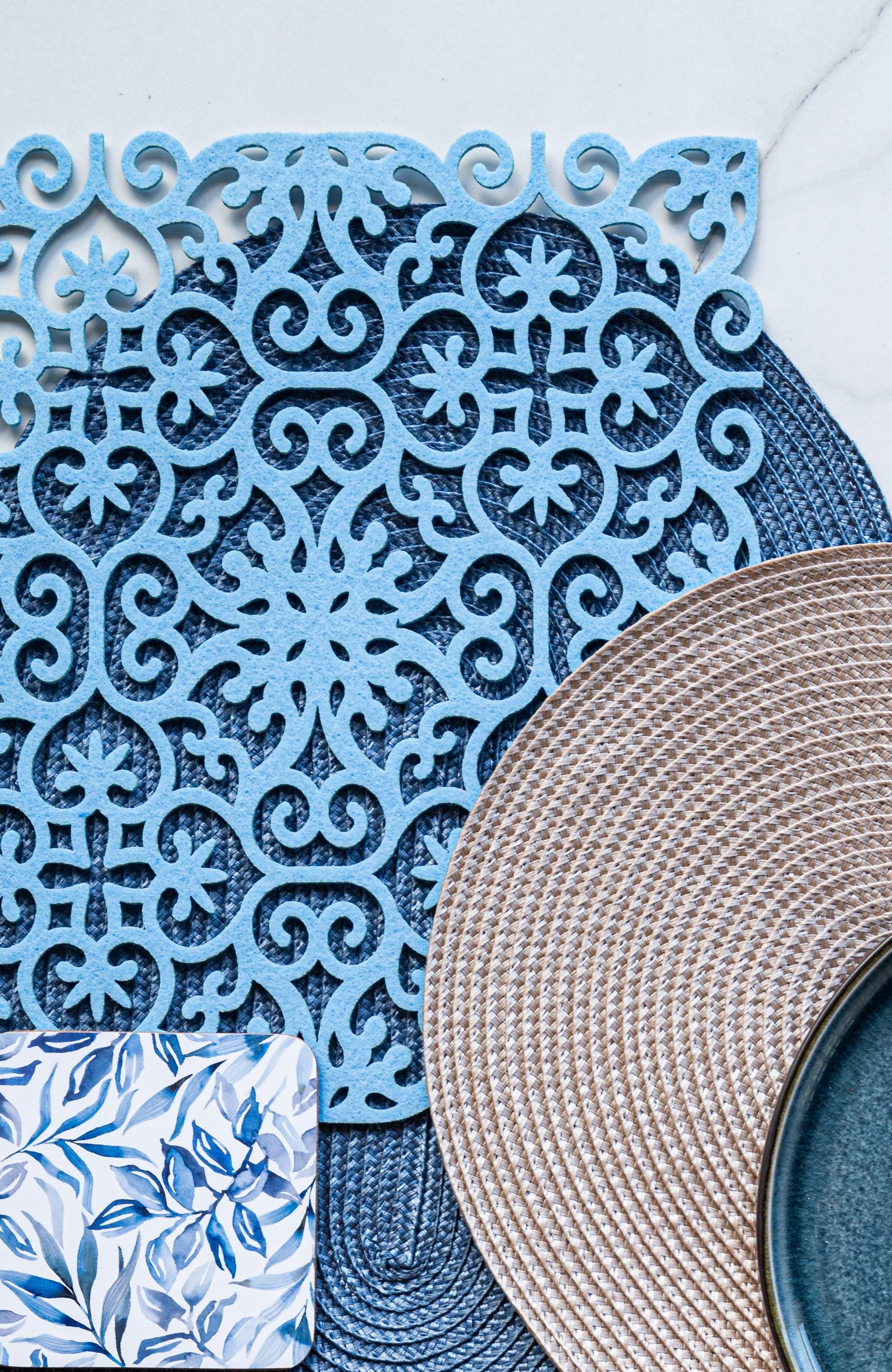 6pk Arabesque Placemat - Light Blue - Home And Trends