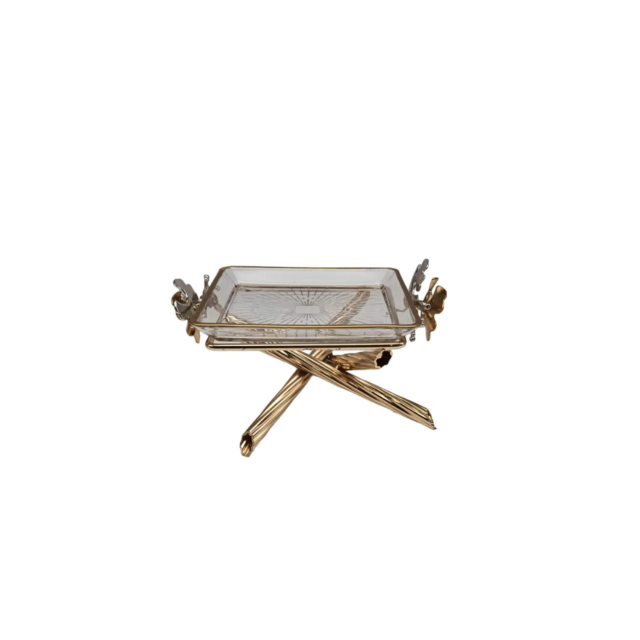 Small Golden Footed Square Platter