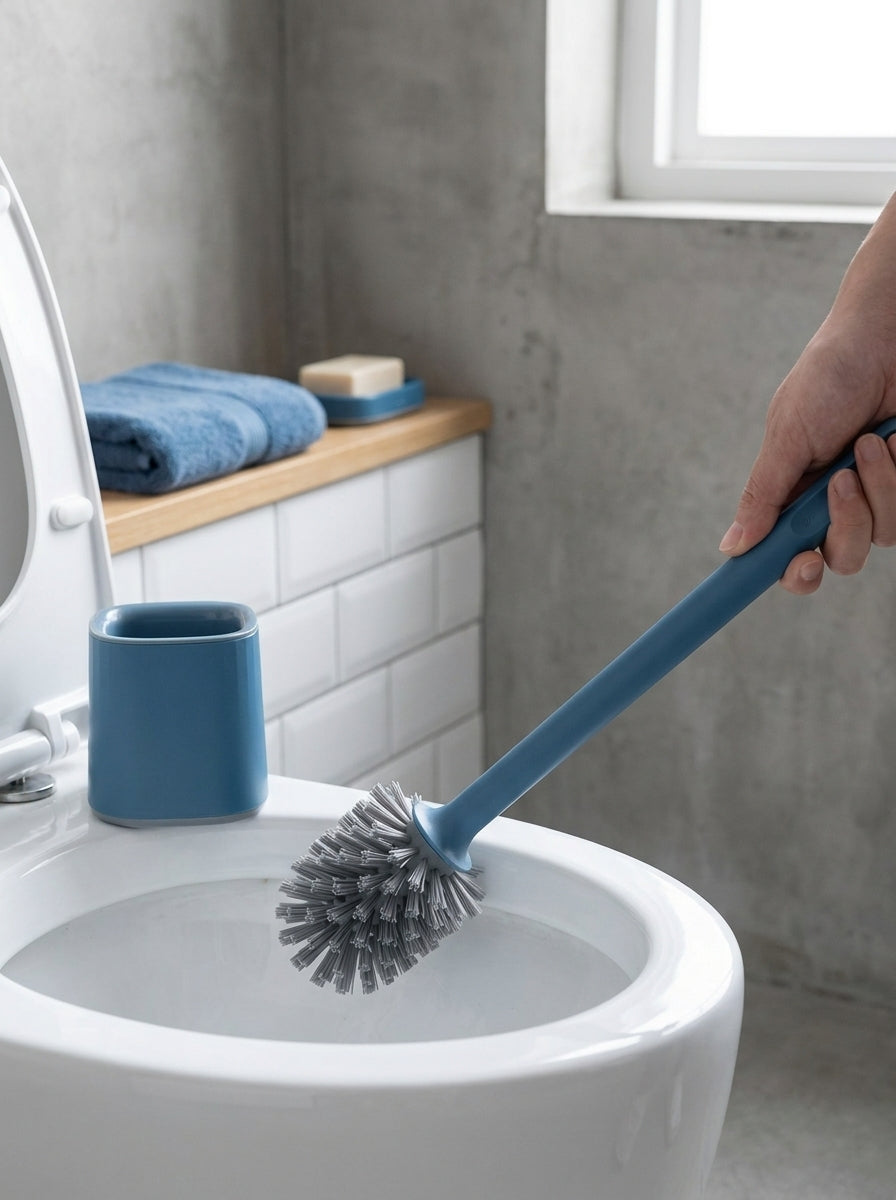 Round Silicone Toilet Brush with Holder