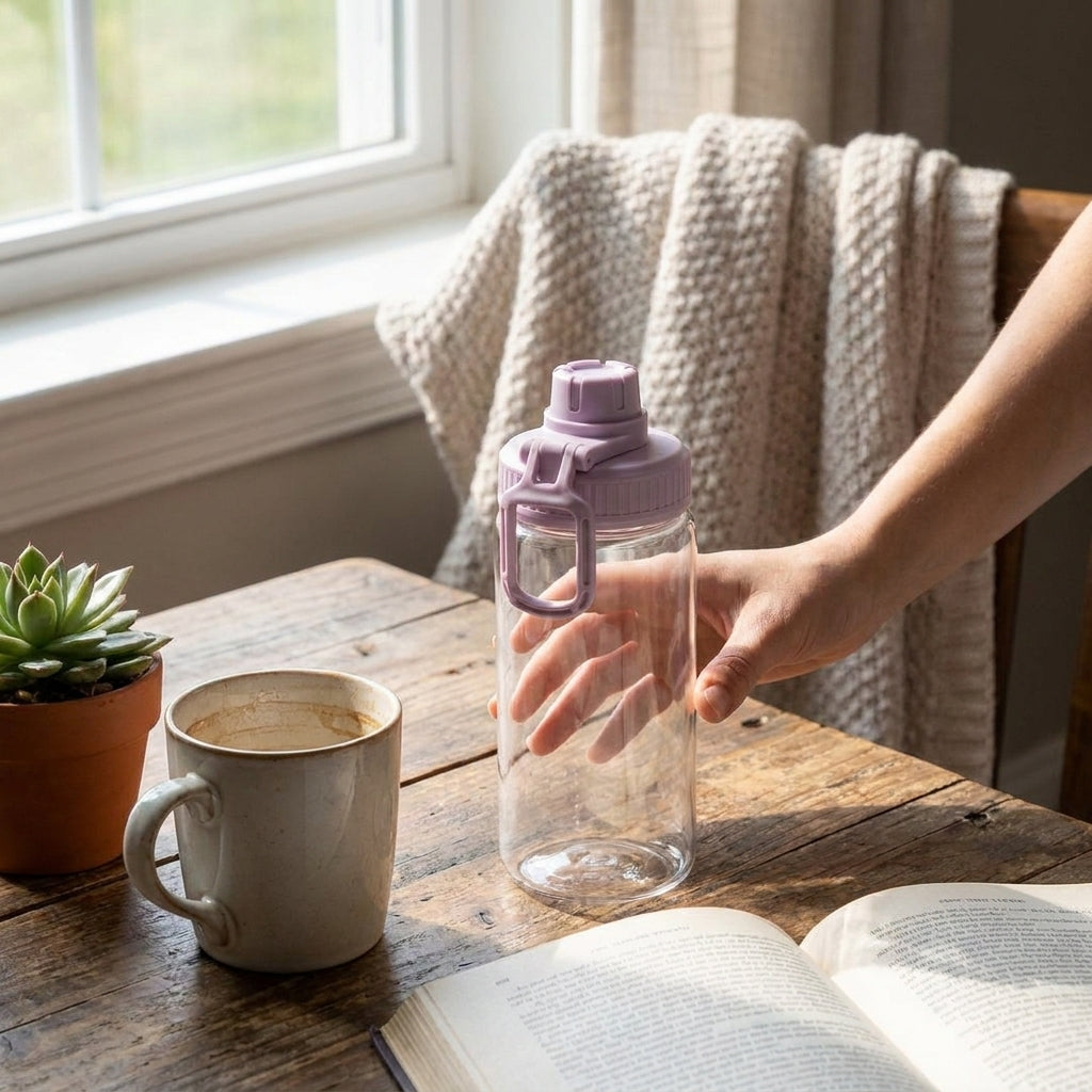 Trend Glass Cup with screw  top sipper and grip 560ml