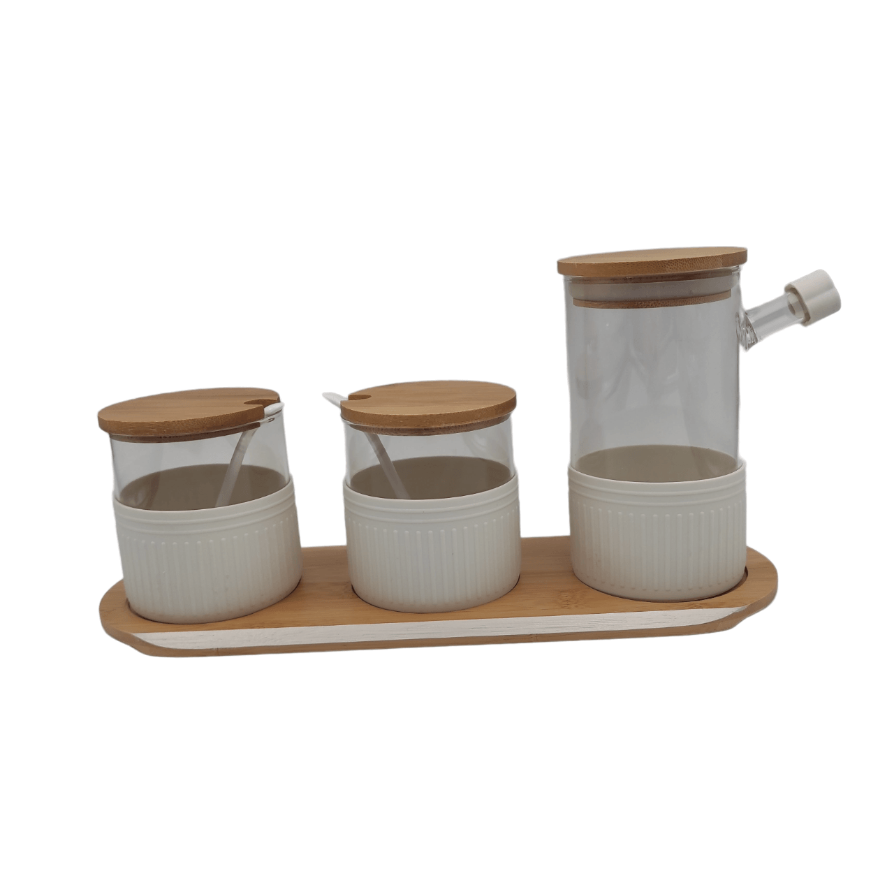 7pc Nordic Condiment Jar Set with Oval Tray - Home And Trends