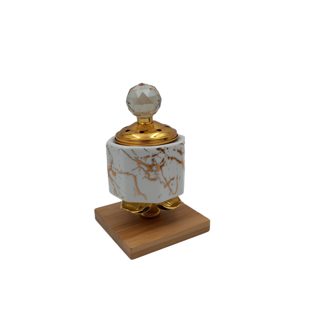 Octagonal Marble Burner with Wooden Square Stand