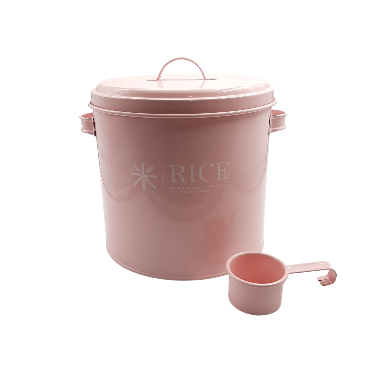 Round (Wide) Rice Storage Tin with Measuring Cup