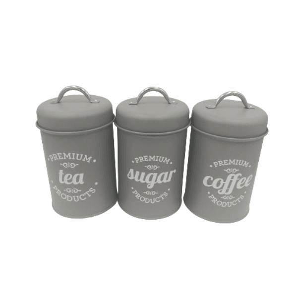 3pc Iron Canister - Grey - Home And Trends