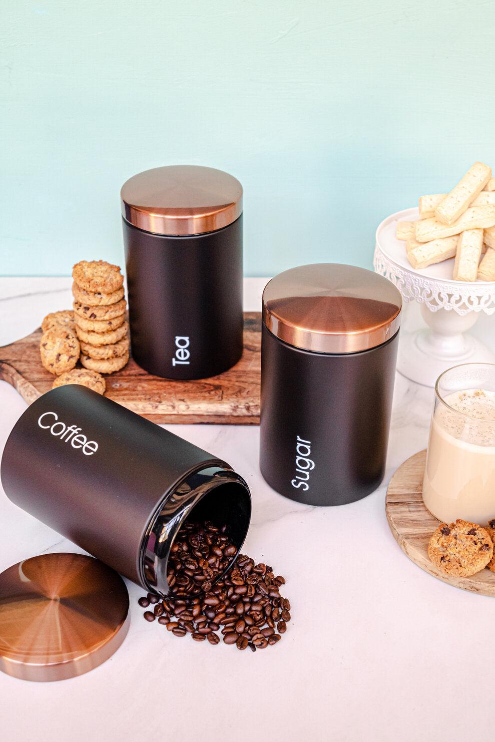 3PC Iron Canister Set with Rose Gold Lid - Home And Trends