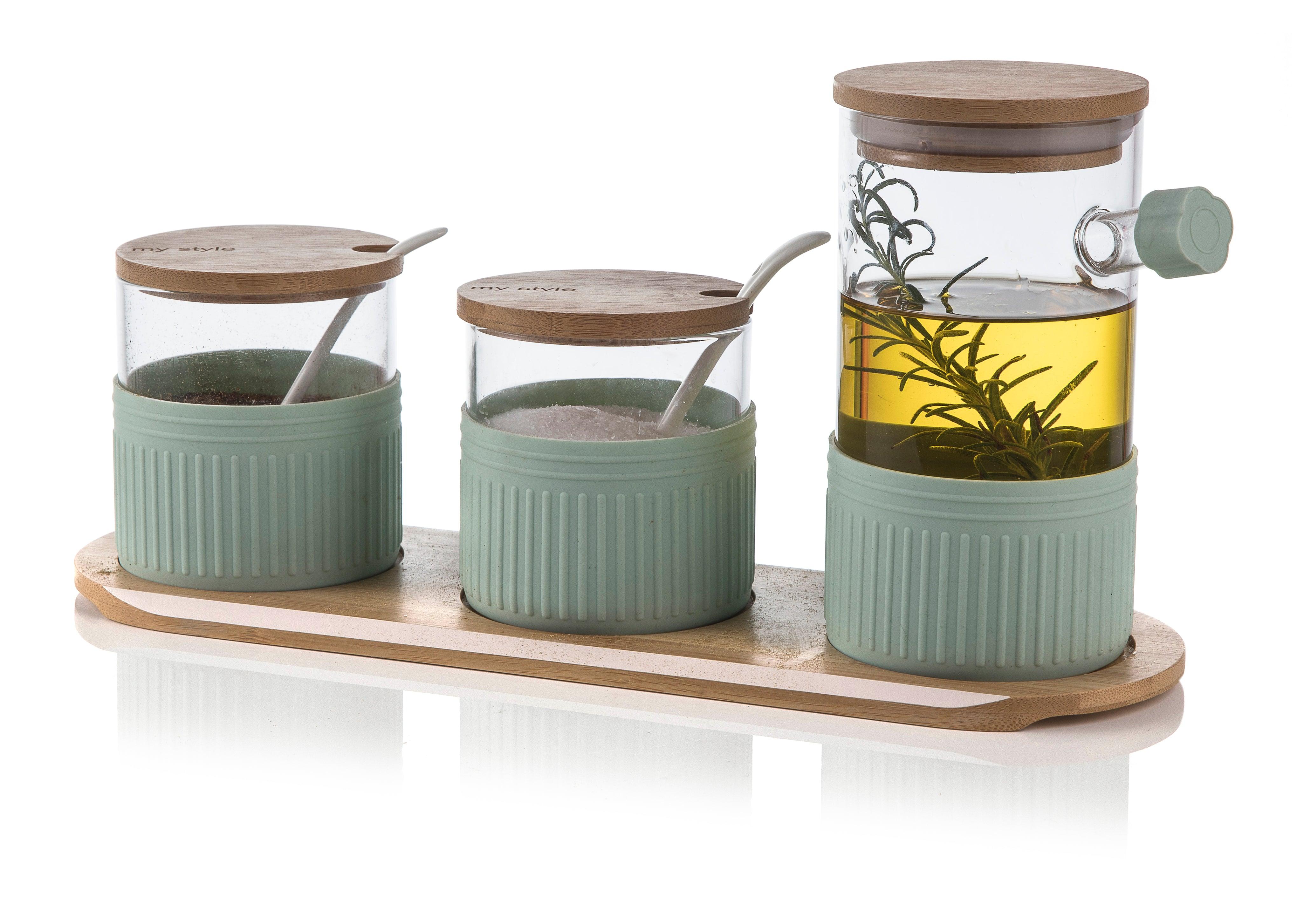 7pc Nordic Condiment Jar Set with Oval Tray - Home And Trends