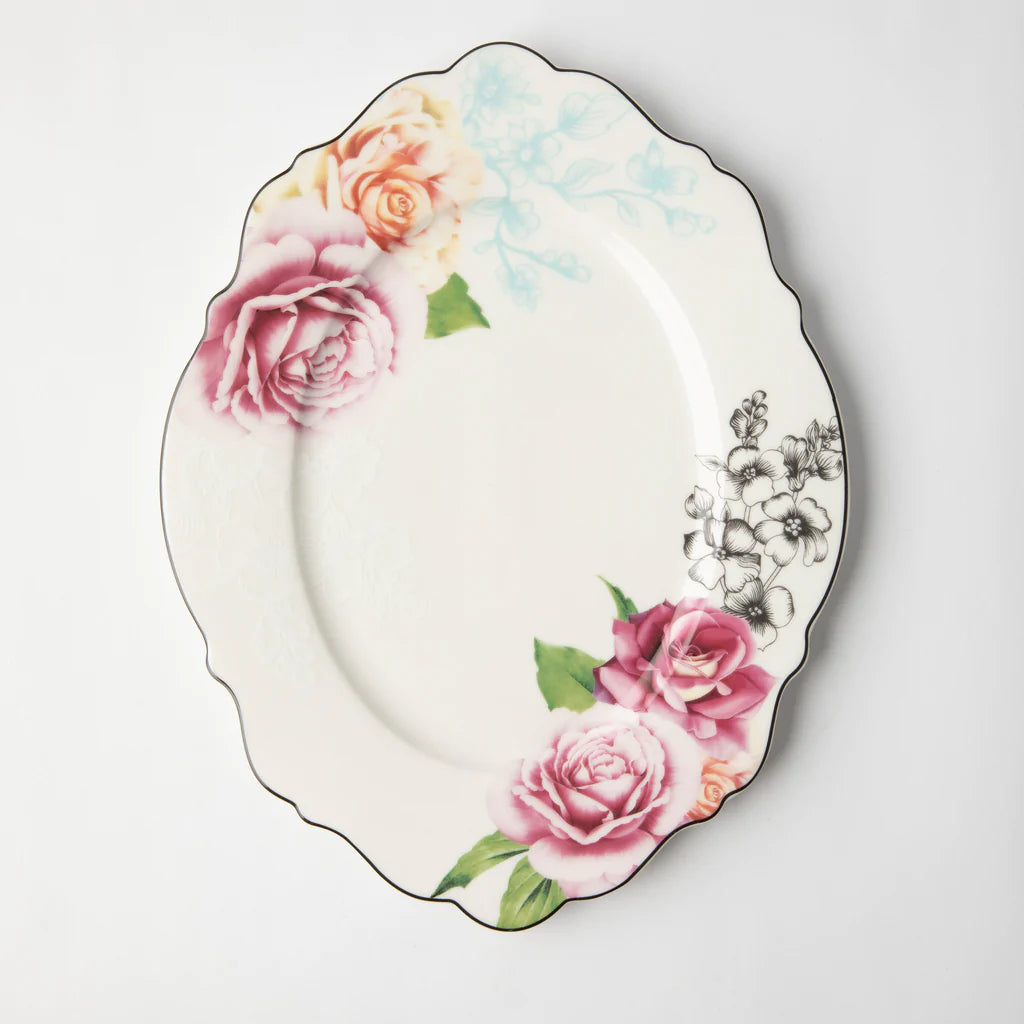 Jenna Clifford Wavy Rose Oval Platter - 35cm