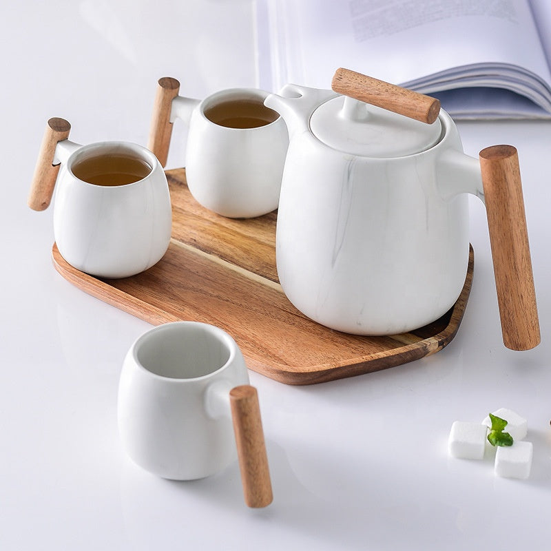 Nordic Tea Set with Wooden Handles