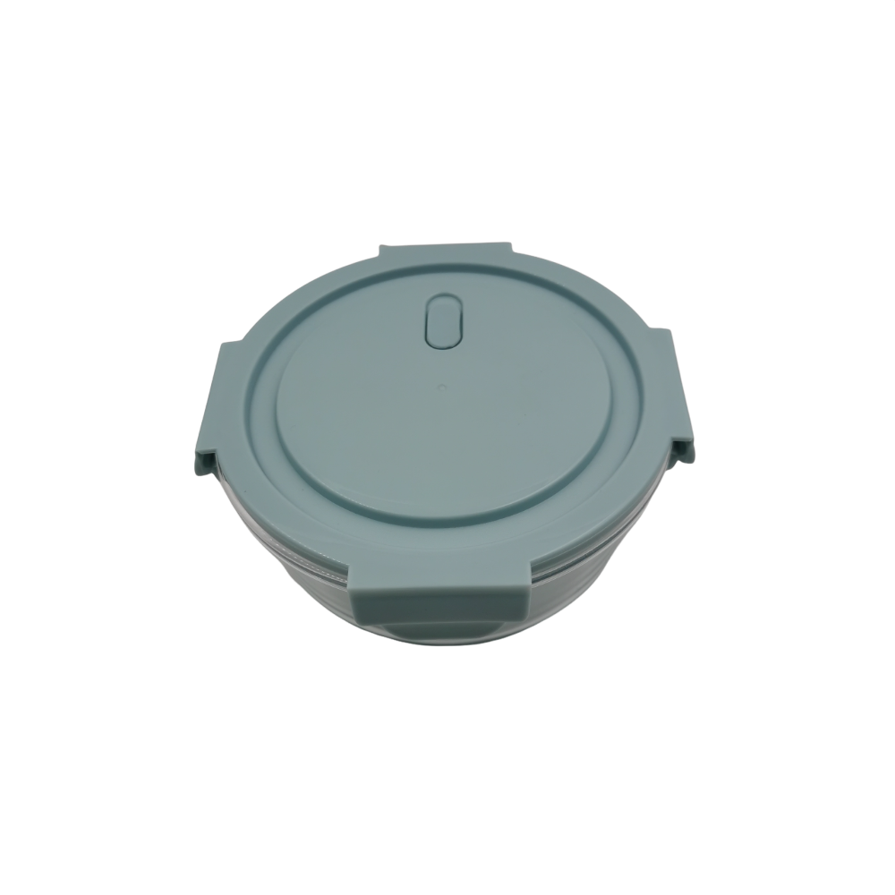 Round Glass Food Container with Lockable Lid
