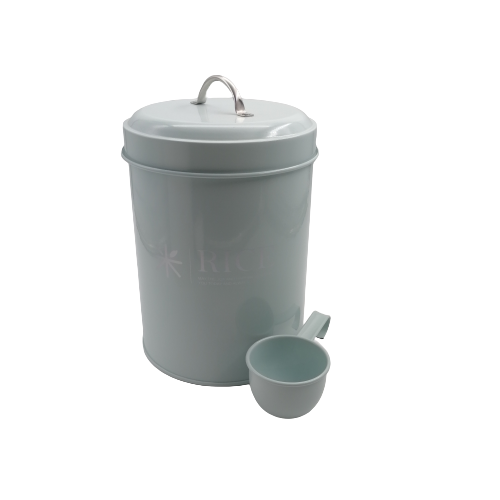 Round (Narrow) Rice Storage Tin with Scoop