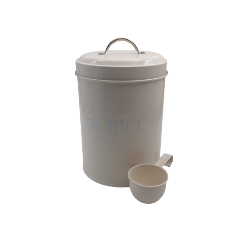 Round (Narrow) Rice Storage Tin with Scoop