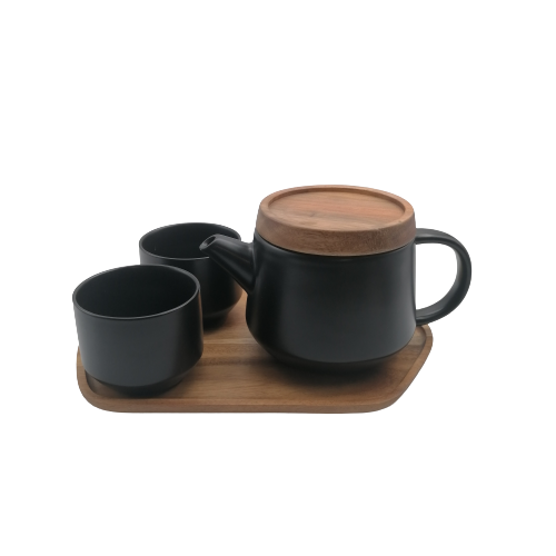Nordic Style Tea Set with Wooden Tray