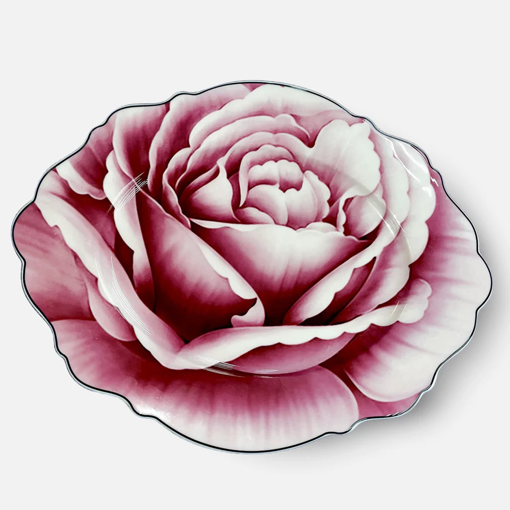 Jenna Clifford Wavy Rose Full Decal Oval Platter - 35cm