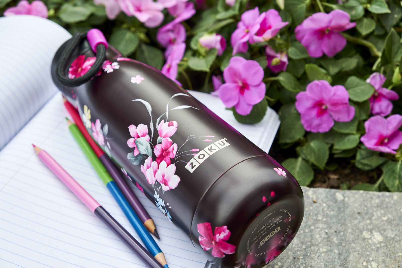 Zoku Stainless Steel Bottle - Midnight Floral