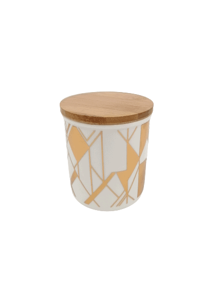 Abstract Ceramic Airtight Canister With Wooden Lid - Home And Trends