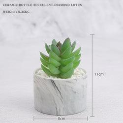Artificial Short Green Succulent in Grey Pot - Home And Trends